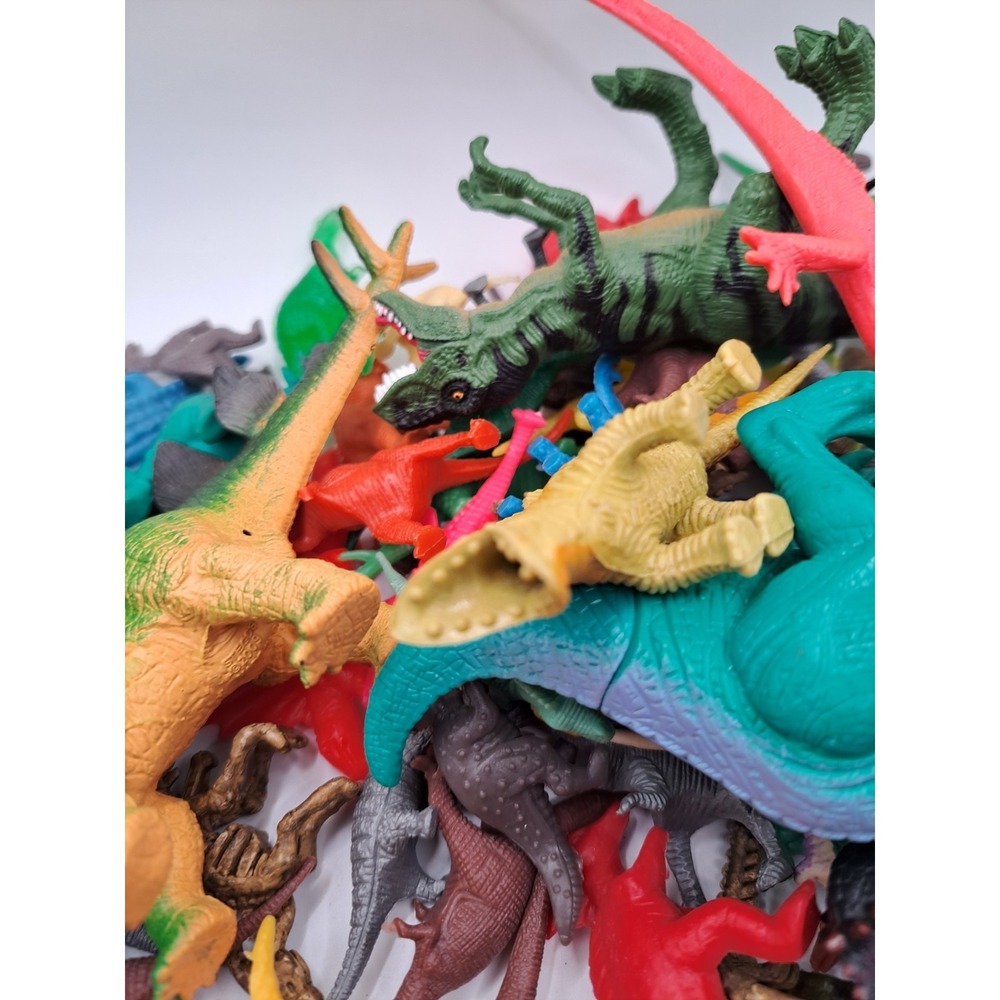 LOT OF 1LB Vtg/Mod Dinosaurs Small Medium Rubber Plastic Toys 1"-3" Cake Topper